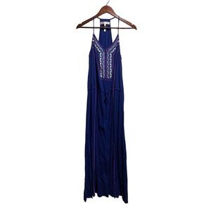 Blue Halter dress embellished with beautiful embroidery SZ L by Nanette Lapore‎